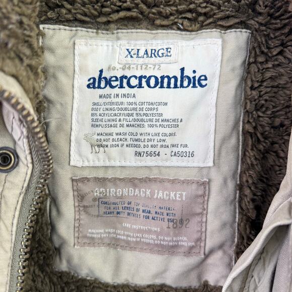 Abercrombie & Fitch Men's Sherpa Lined Adirondack Jacket XL Tan Vintage Thrashed - Picture 2 of 9